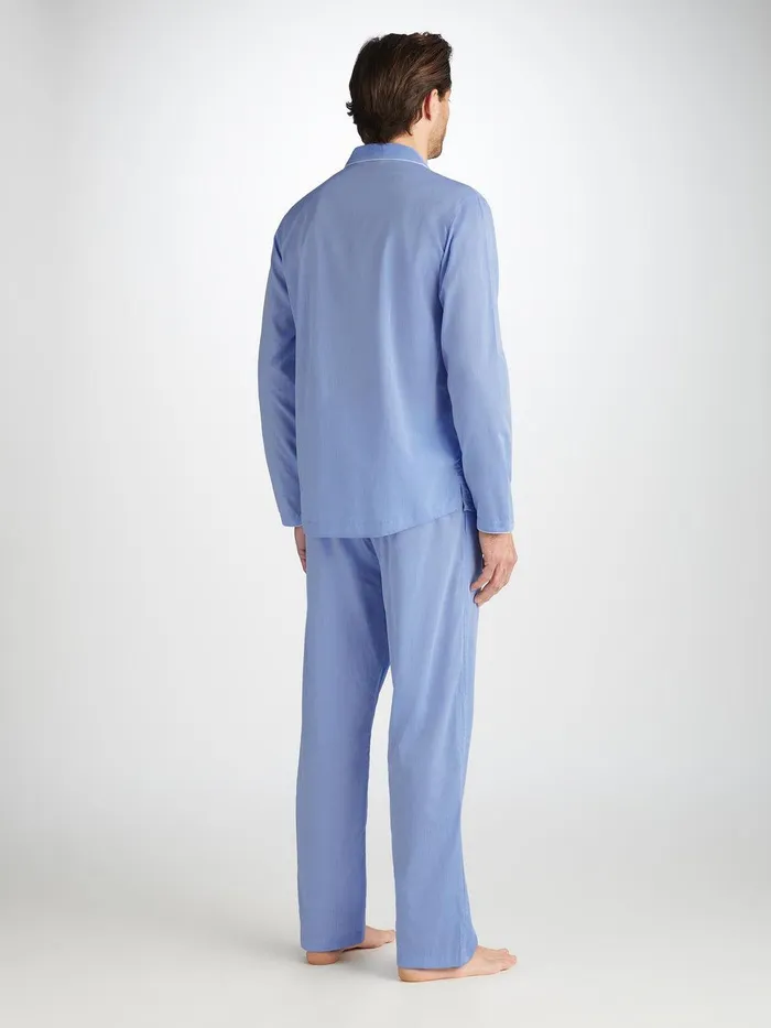 Derek Rose Modern Fit Pajamas Amalfi Cotton Batiste Blue Men Modern Fit Pajamas