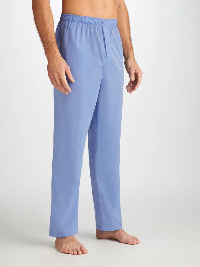 Derek Rose Modern Fit Pajamas Amalfi Cotton Batiste Blue Men Modern Fit Pajamas