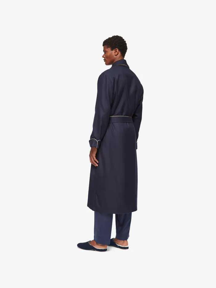 Derek Rose Mule Slippers Douglas Suede Sheepskin Navy MenSlippers Slippers