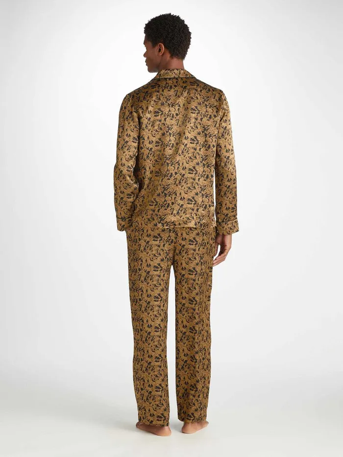 Derek Rose Pajamas Brindisi 108 Silk Satin Black Men Long Pajamas