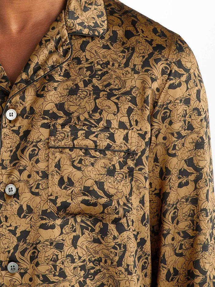 Derek Rose Pajamas Brindisi 108 Silk Satin Black Men Long Pajamas