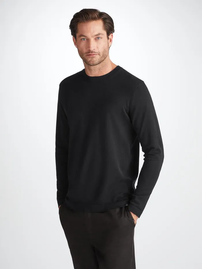 Derek Rose Sweater Jacob Sea Island Cotton Black Men Sea Island Cotton Sweaters Derek Rose Sweater Jacob Sea Island Cotton Black Men Sea Island Cotton Sweaters