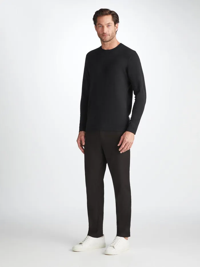 Derek Rose Sweater Jacob Sea Island Cotton Black Men Sea Island Cotton Sweaters