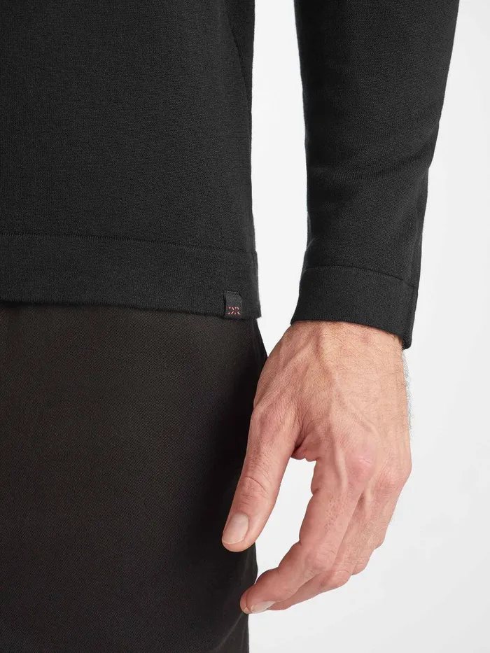 Derek Rose Sweater Jacob Sea Island Cotton Black Men Sea Island Cotton Sweaters