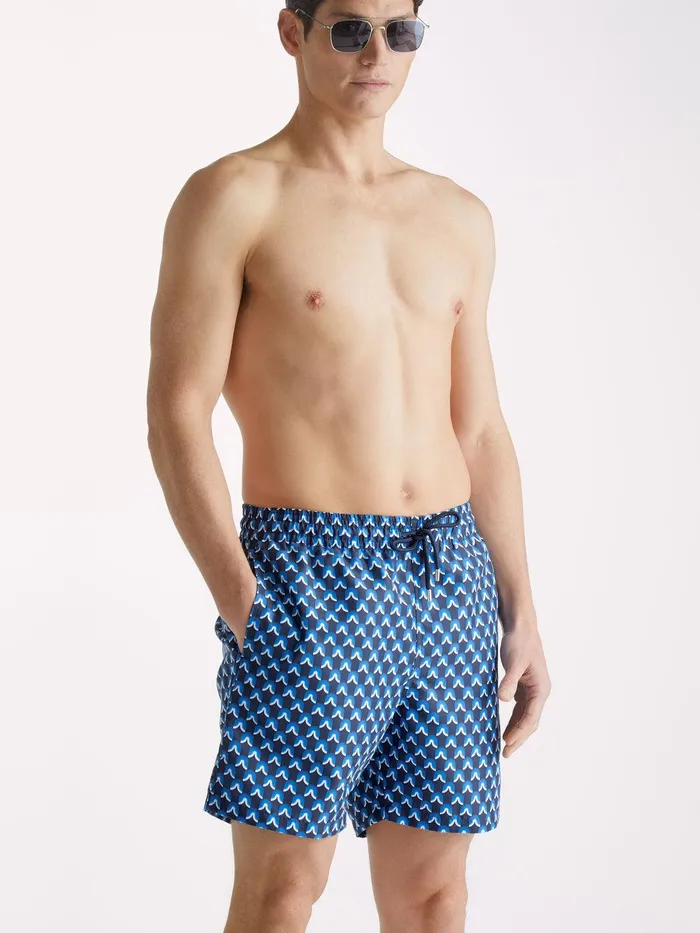 Derek Rose Swim Shorts Maui 58 Navy Men Classic Fit Swim Shorts