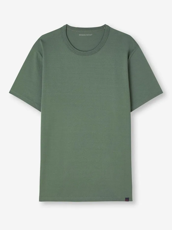 Derek Rose TShirt Barny Pima Cotton Soft Green Men Short Sleeve TShirts
