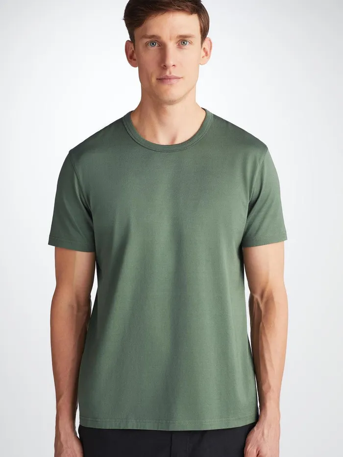 Derek Rose TShirt Barny Pima Cotton Soft Green Men Short Sleeve TShirts
