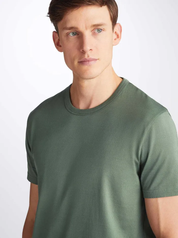 Derek Rose TShirt Barny Pima Cotton Soft Green Men Short Sleeve TShirts