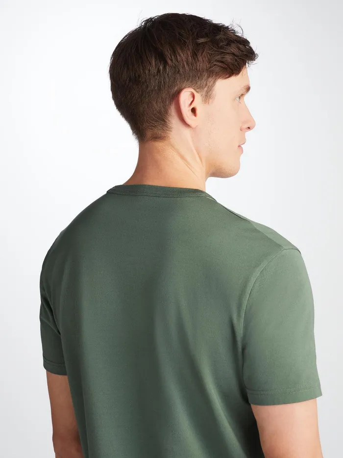 Derek Rose TShirt Barny Pima Cotton Soft Green Men Short Sleeve TShirts