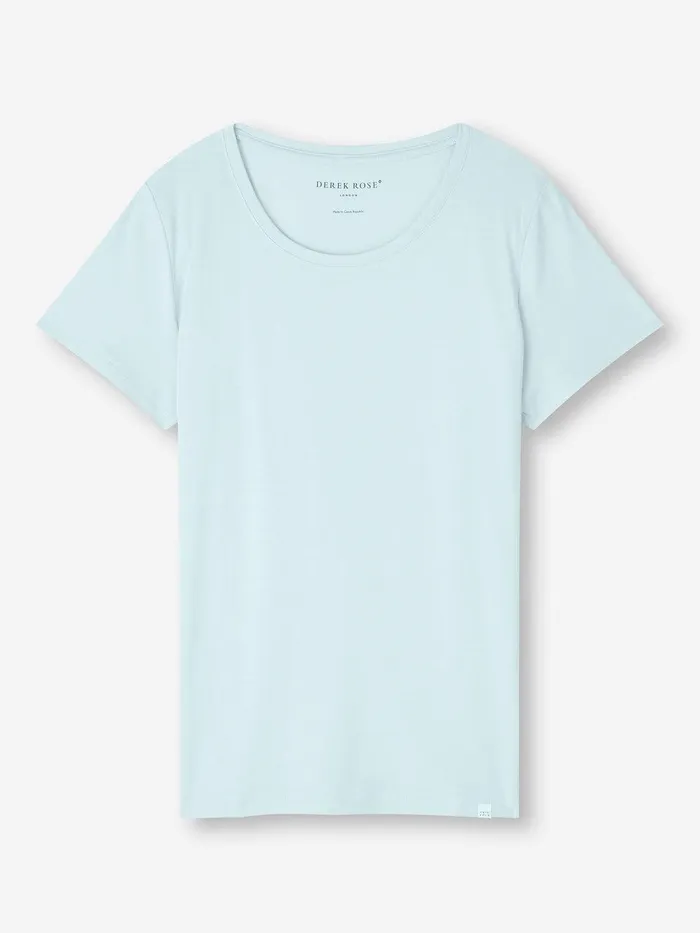 Derek Rose TShirt Lara Micro Modal Stretch Ice Blue Women Short Sleeve TShirts