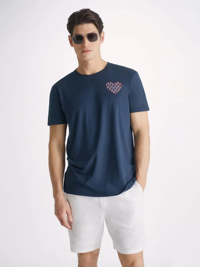 Derek Rose TShirt Ripley 15 Pima Cotton Navy Men Short Sleeve TShirts