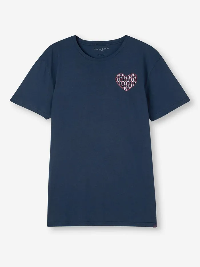 Derek Rose TShirt Ripley 15 Pima Cotton Navy Men Short Sleeve TShirts