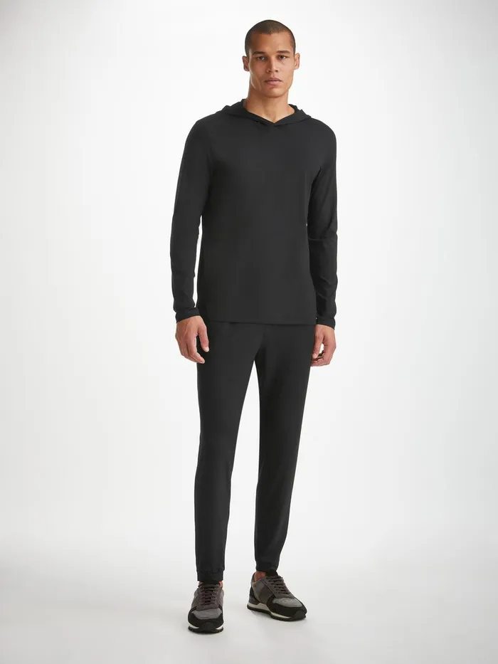 Derek Rose Track Pants Basel Micro Modal Stretch Black Men Casual Pants
