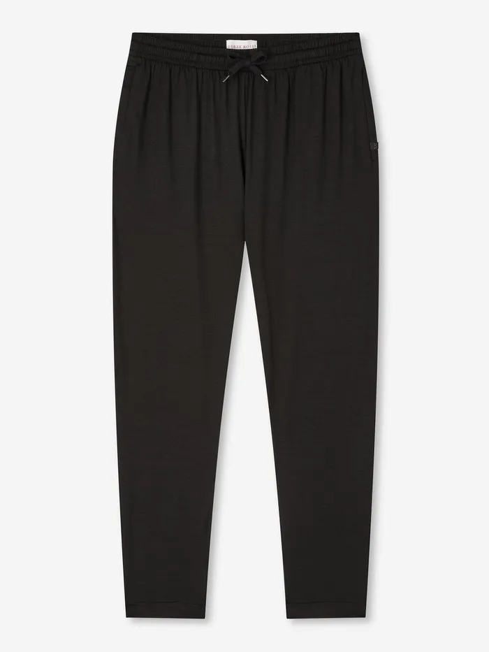 Derek Rose Track Pants Basel Micro Modal Stretch Black Men Casual Pants