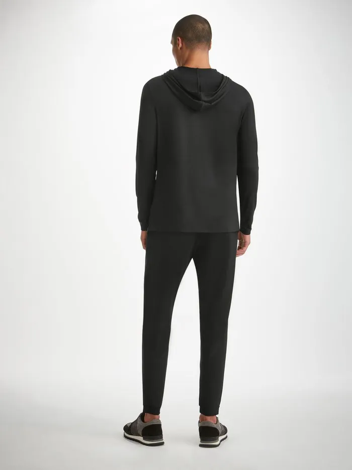 Derek Rose Track Pants Basel Micro Modal Stretch Black Men Casual Pants