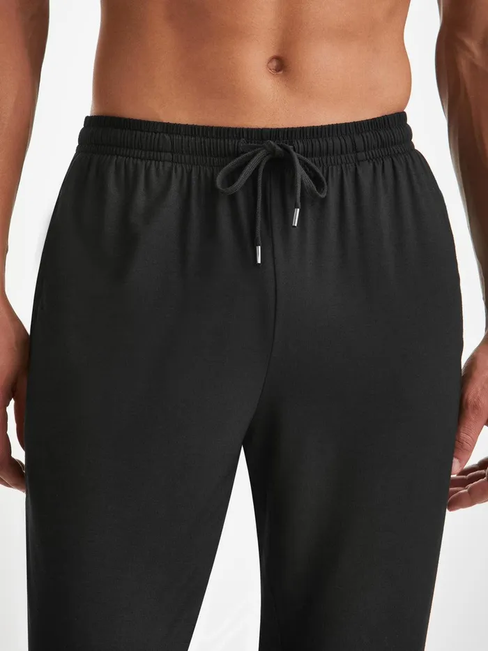 Derek Rose Track Pants Basel Micro Modal Stretch Black Men Casual Pants