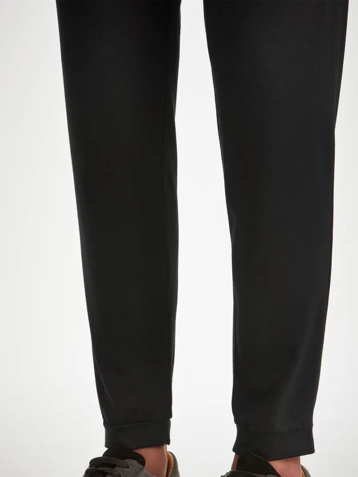 Derek Rose Track Pants Basel Micro Modal Stretch Black Men Casual Pants