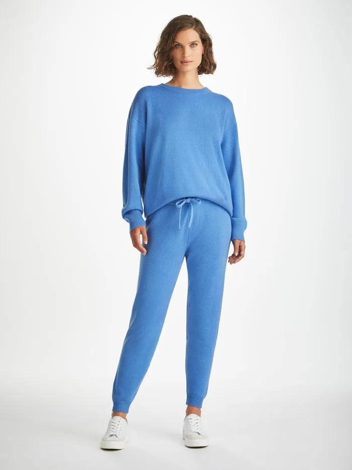 Derek Rose Track Pants Daphne Cashmere Cornflower Women Cashmere Pants