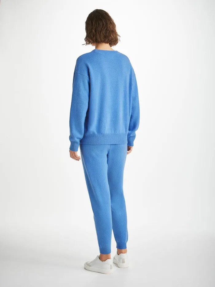Derek Rose Track Pants Daphne Cashmere Cornflower Women Cashmere Pants