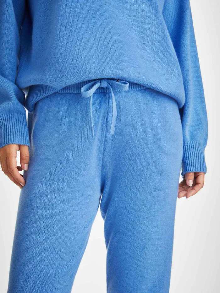 Derek Rose Track Pants Daphne Cashmere Cornflower Women Cashmere Pants