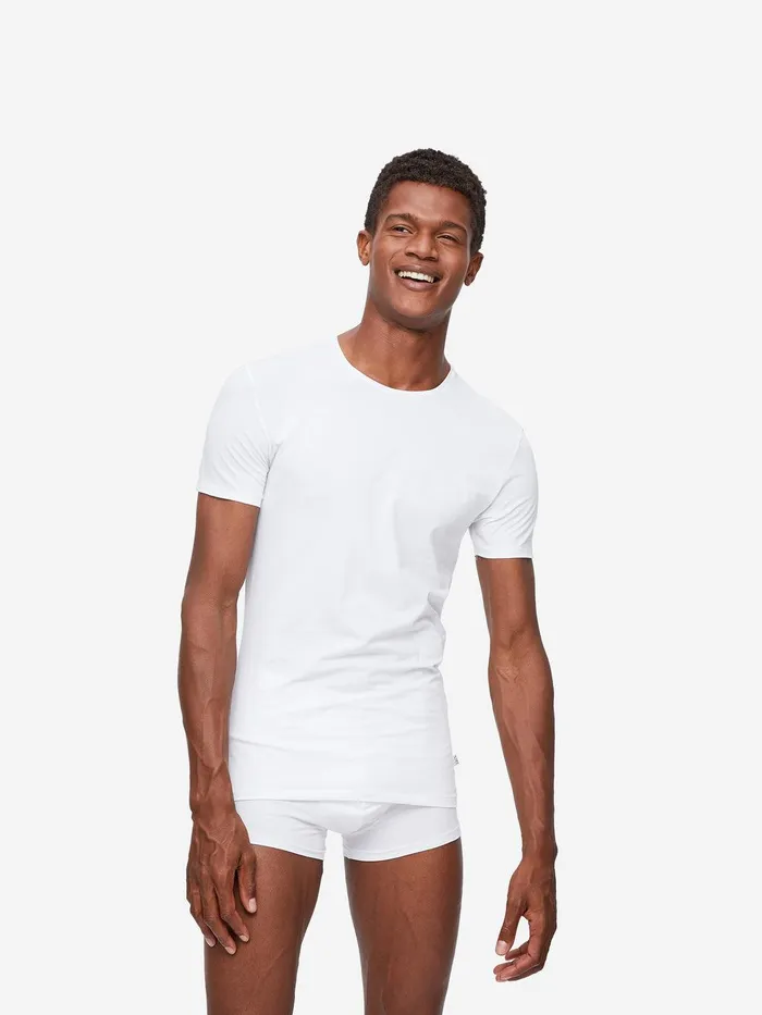 Derek Rose Underwear TShirt Jack Pima Cotton Stretch White Men Underwear TShirts Derek Rose Underwear TShirt Jack Pima Cotton Stretch White Men Underwear TShirts
