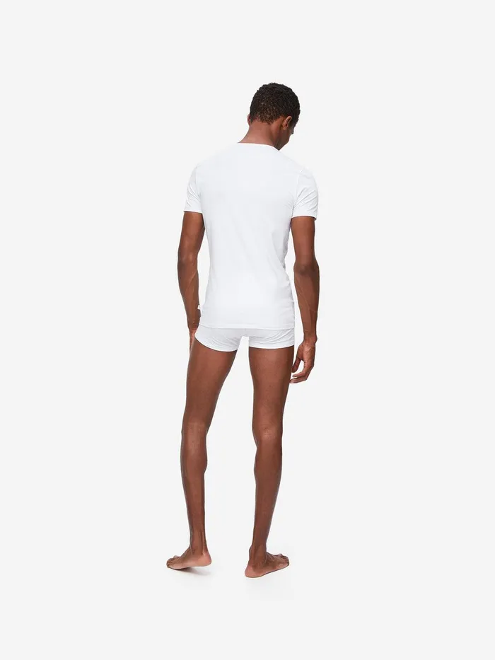 Derek Rose Underwear TShirt Jack Pima Cotton Stretch White Men Underwear TShirts