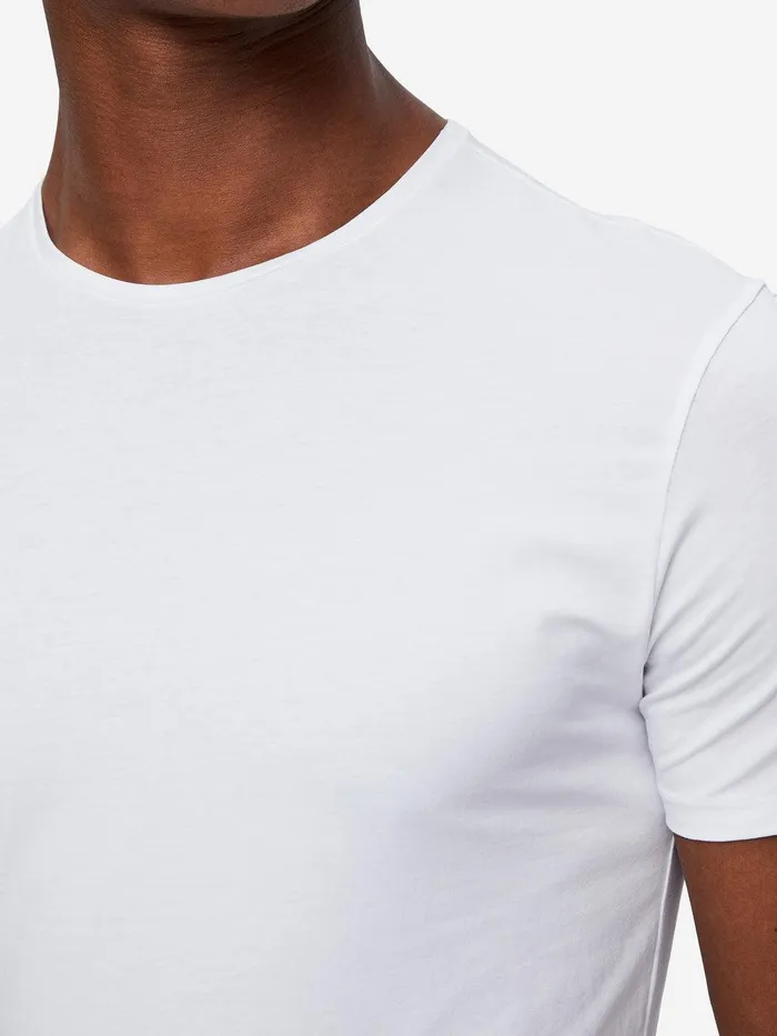 Derek Rose Underwear TShirt Jack Pima Cotton Stretch White Men Underwear TShirts