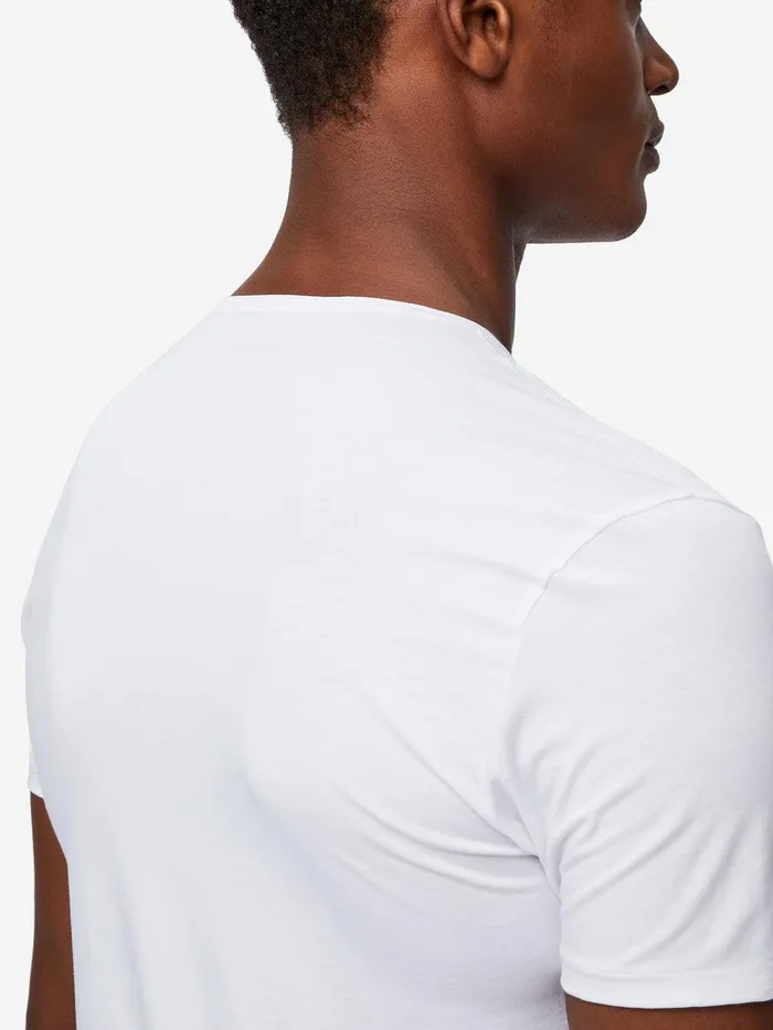 Derek Rose Underwear TShirt Jack Pima Cotton Stretch White Men Underwear TShirts