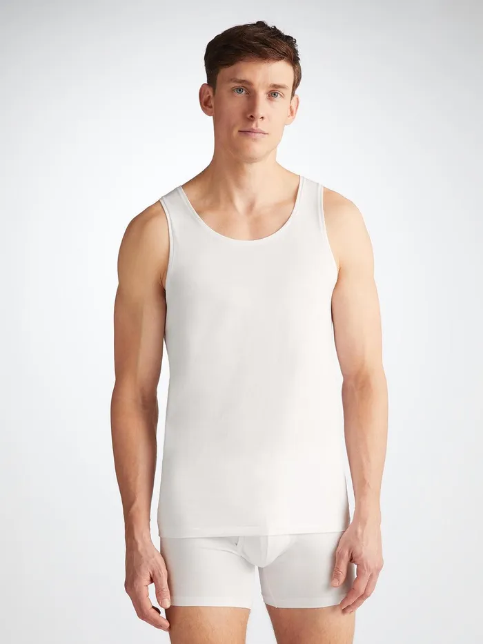 Derek Rose Underwear Tank Top Jack Pima Cotton Stretch White Men Underwear TShirts Derek Rose Underwear Tank Top Jack Pima Cotton Stretch White Men Underwear TShirts
