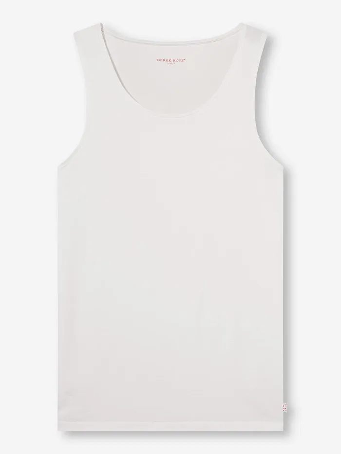 Derek Rose Underwear Tank Top Jack Pima Cotton Stretch White Men Underwear TShirts