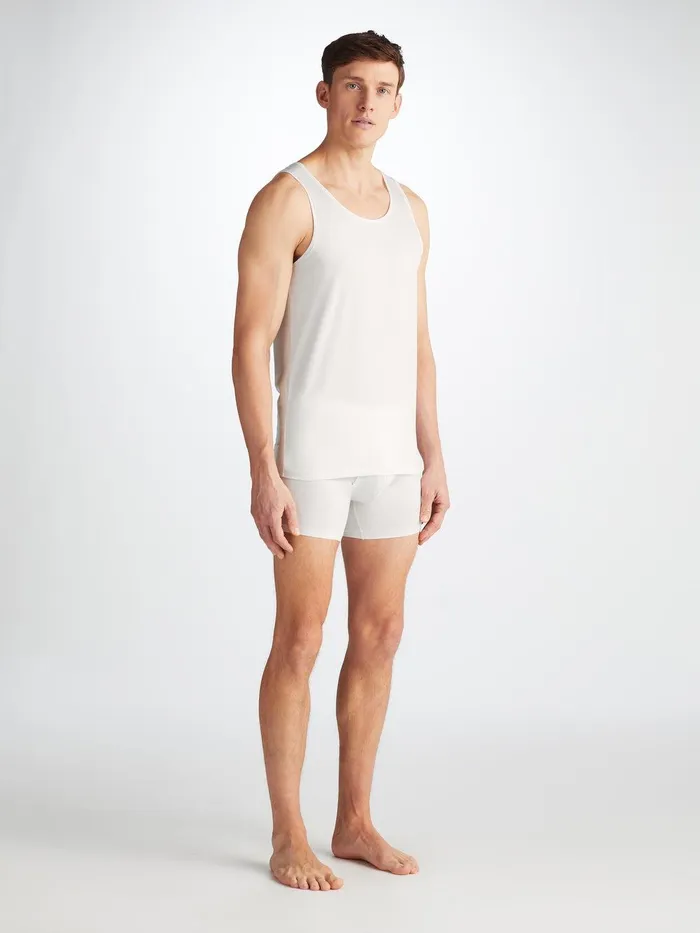Derek Rose Underwear Tank Top Jack Pima Cotton Stretch White Men Underwear TShirts