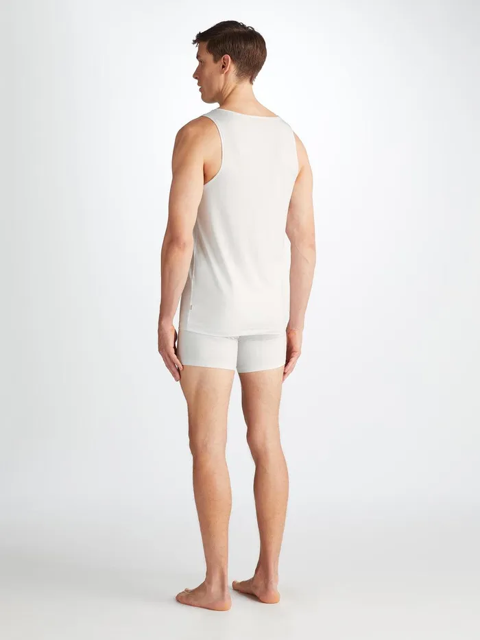 Derek Rose Underwear Tank Top Jack Pima Cotton Stretch White Men Underwear TShirts
