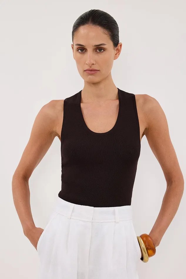 DEVIN BITTER CHOC RACER KNIT TANK Women DISSH Tanks