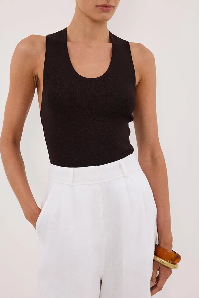 DEVIN BITTER CHOC RACER KNIT TANK Women DISSH Tanks