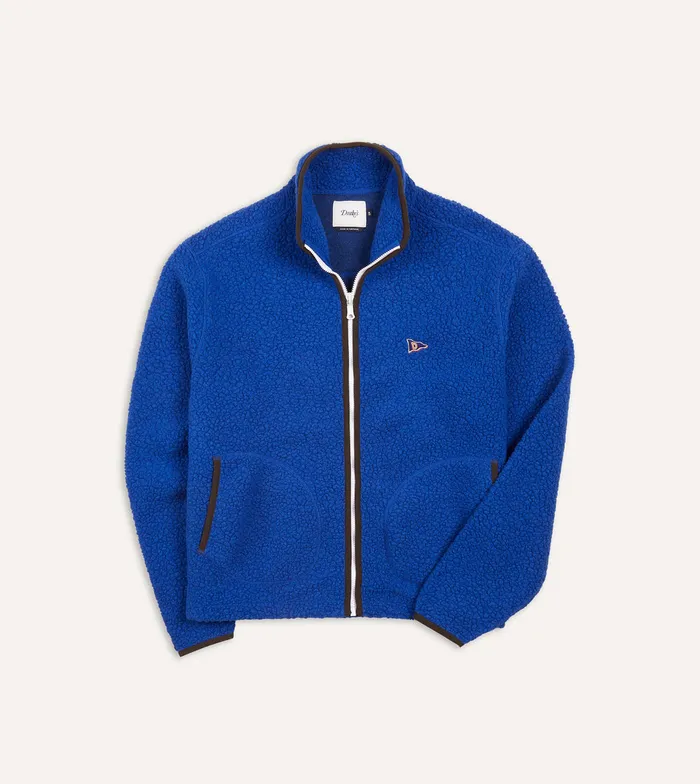 Drake039s Blue Boucle Wool Zip Fleece Jacket Men Fleeces