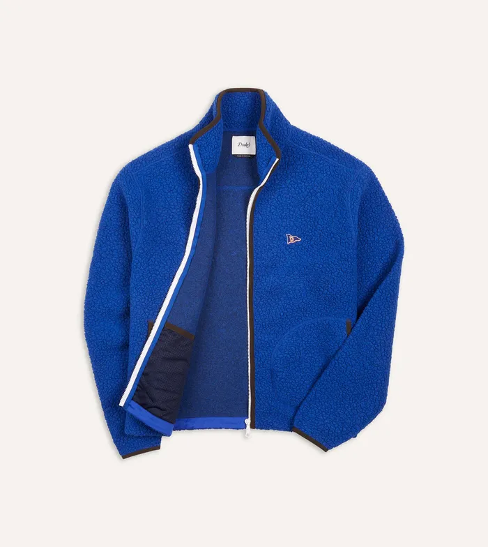 Drake039s Blue Boucle Wool Zip Fleece Jacket Men Fleeces