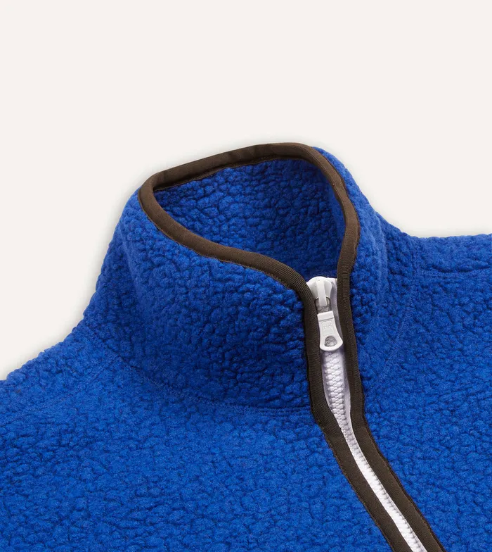 Drake039s Blue Boucle Wool Zip Fleece Jacket Men Fleeces