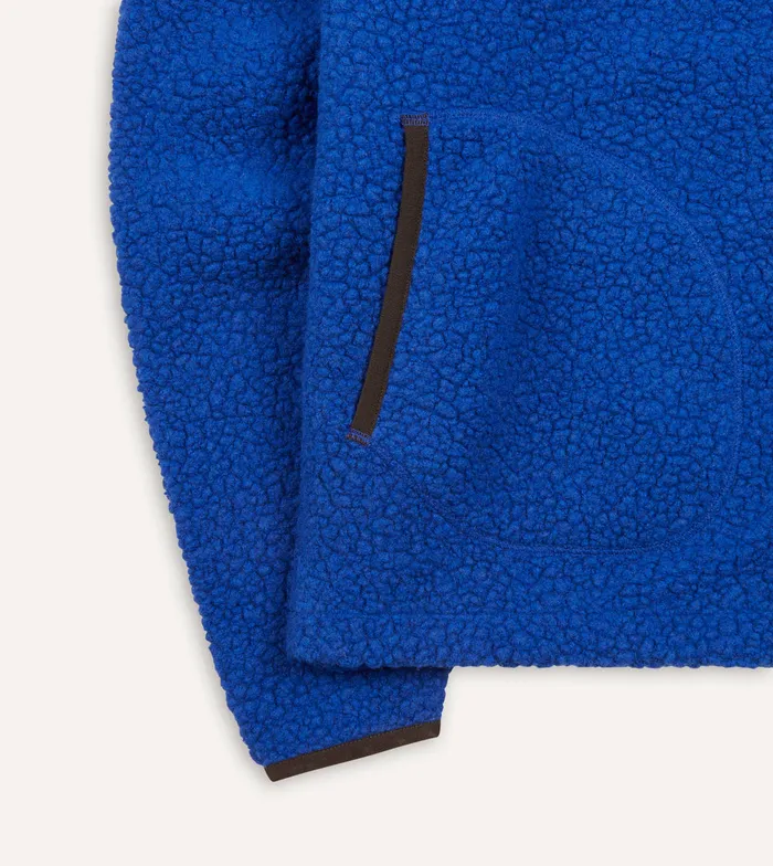 Drake039s Blue Boucle Wool Zip Fleece Jacket Men Fleeces