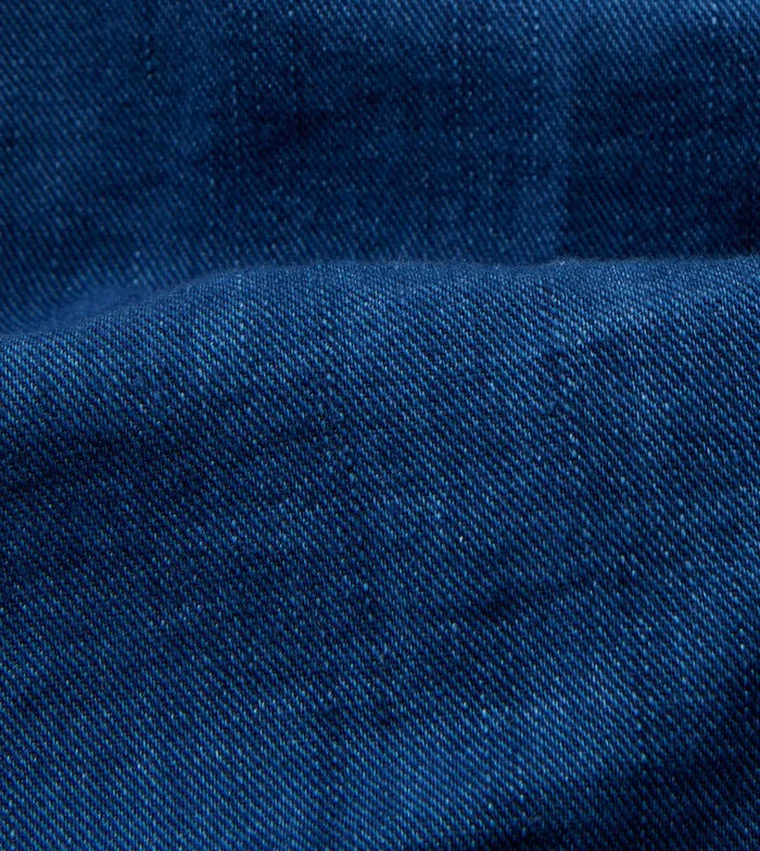 Drake039s Blue Cotton Linen TwoPocket Work Shirt Men Work Shirts