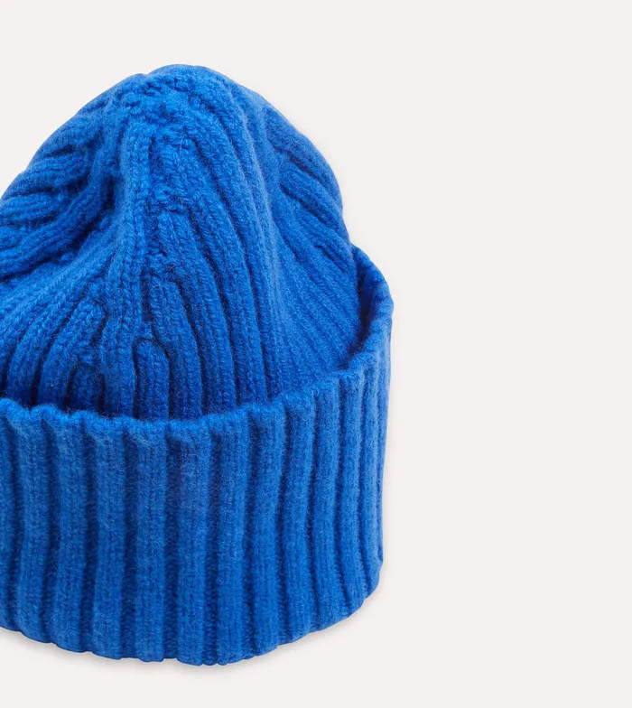 Drake039s Blue Lambswool Ribbed Knit Cap Men Hats