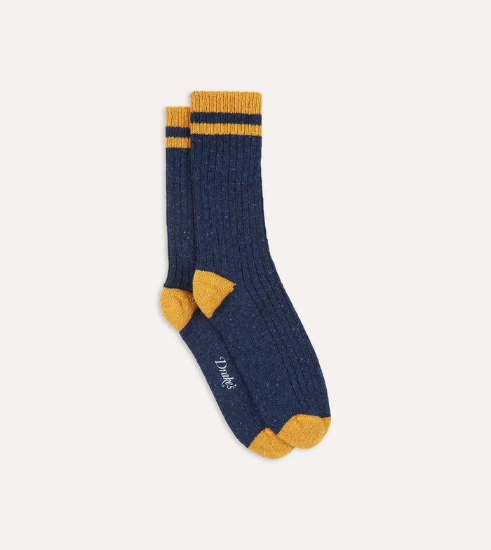 Drake039s Blue Striped Donegal Wool Socks Men Boxer Shorts and Socks