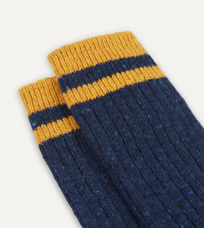 Drake039s Blue Striped Donegal Wool Socks Men Boxer Shorts and Socks