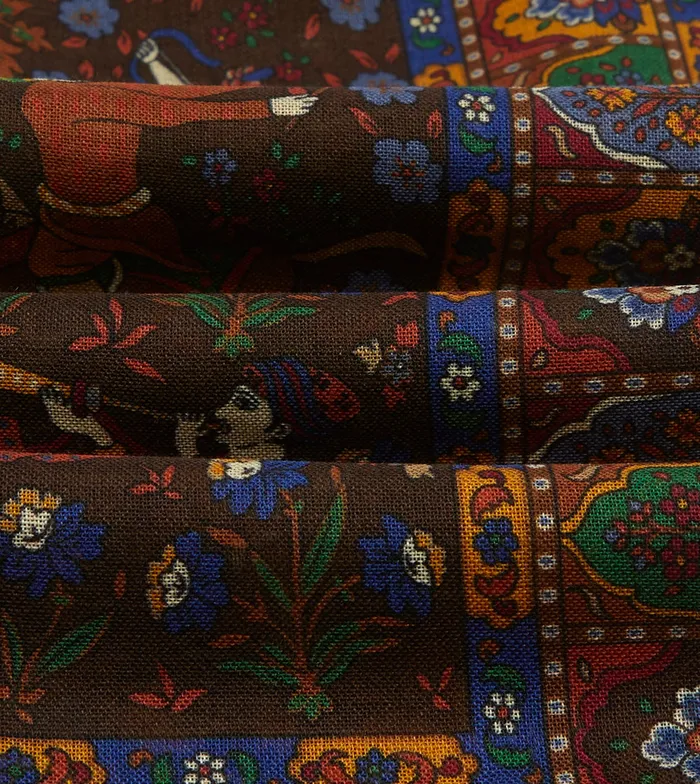 Drake039s Brown Mughal Hunter Print WoolSilk Scarf Men Scarves
