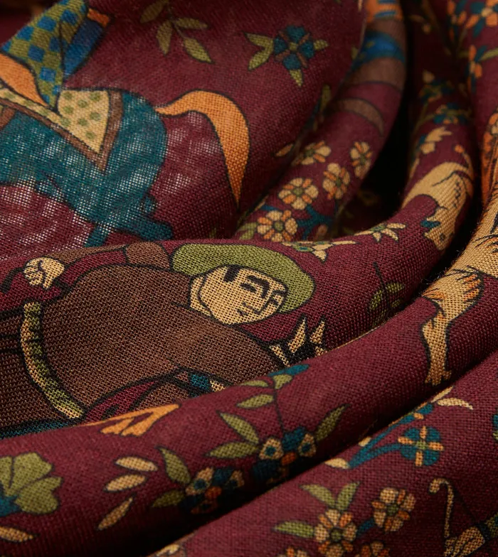 Drake039s Burgundy Mughal Print WoolSilk Square Scarf Men Scarves