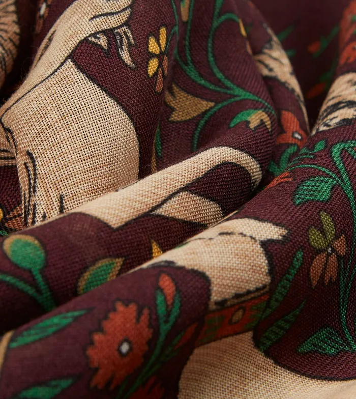 Drake039s Burgundy Unicorn Print WoolSilk Square Scarf Men Scarves