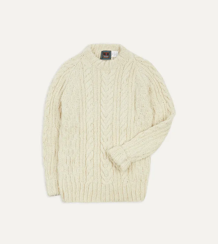 Drake039s Chamula For Ecru Cable Knit Merino Jumper Men Knitwear