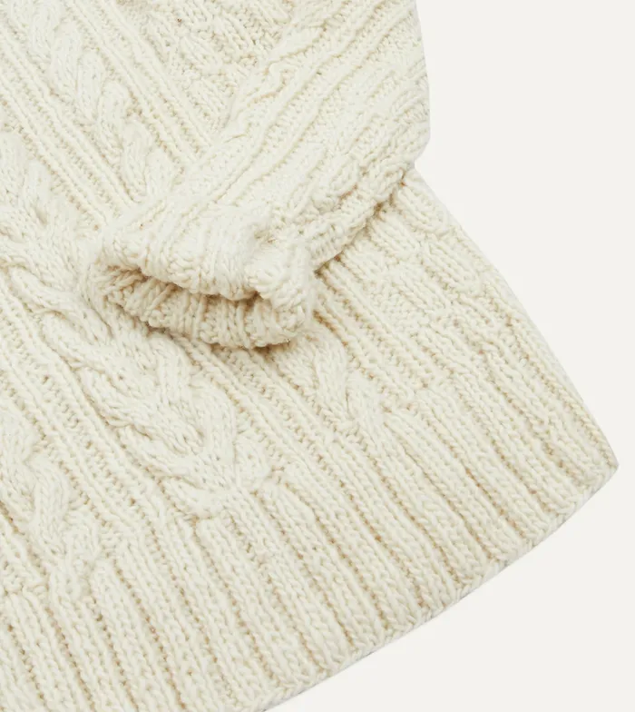 Drake039s Chamula For Ecru Cable Knit Merino Jumper Men Knitwear