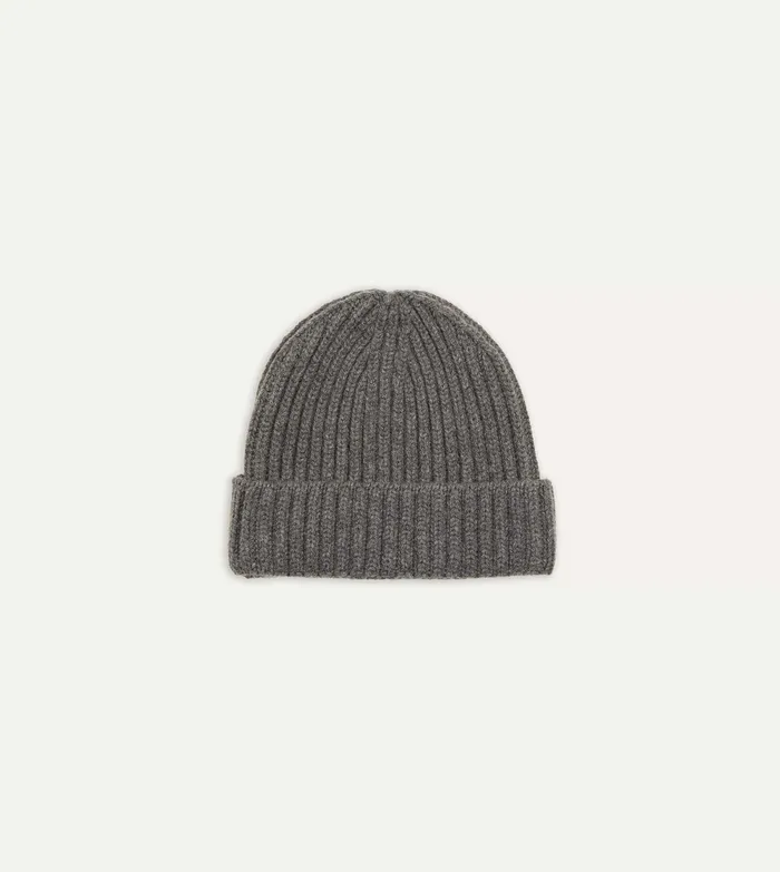 Drake039s Charcoal Cashmere Ribbed Knit Cap Men Hats