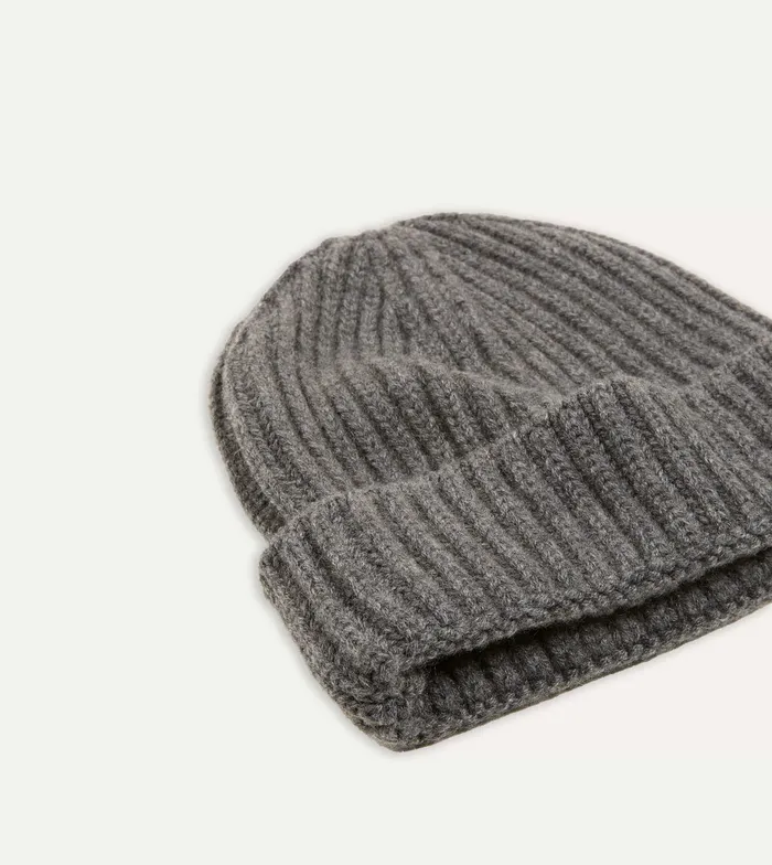 Drake039s Charcoal Cashmere Ribbed Knit Cap Men Hats