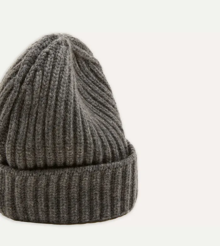 Drake039s Charcoal Cashmere Ribbed Knit Cap Men Hats